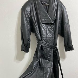 Black Leather Trench Coat